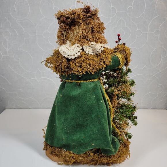 VINTAGE Folk Santa Claus 12" Green Holiday‎ Christmas Rustic Decoration Figure - Picture 10 of 14